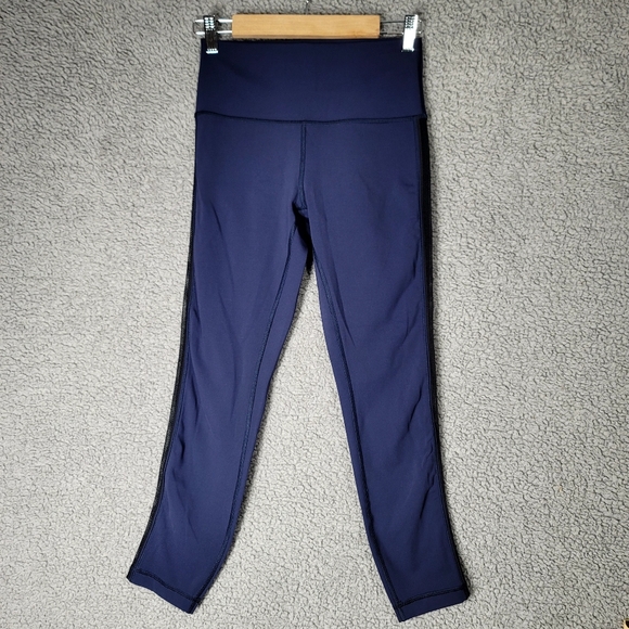 Lululemon High Times Pant (Wing Mesh) Leggings Womens 4 Deep Navy Luxtreme Yoga - Picture 3 of 16